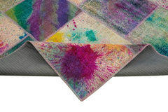 Kırk Yama Pembe Patchwork Pamuk Yün El Dokuma Halısı 300x406 Agacan
