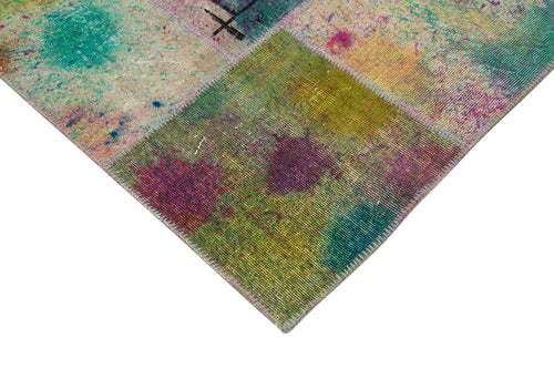 Kırk Yama Bej Patchwork Pamuk Yün El Dokuma Halısı 307x407 Agacan
