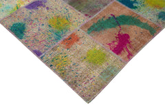 Kırk Yama Pembe Patchwork Pamuk Yün El Dokuma Halısı 305x406 Agacan