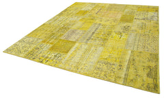 Kırk Yama Sarı Patchwork Pamuk Yün El Dokuma Halısı 260x305 Agacan