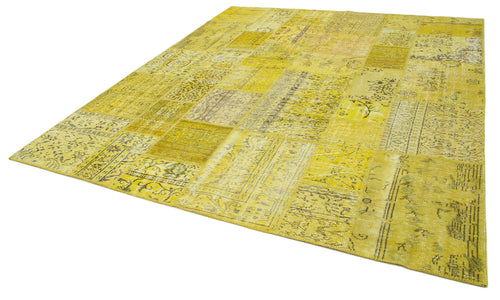 Kırk Yama Sarı Patchwork Pamuk Yün El Dokuma Halısı 260x305 Agacan