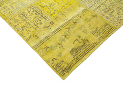 Kırk Yama Sarı Patchwork Pamuk Yün El Dokuma Halısı 260x305 Agacan