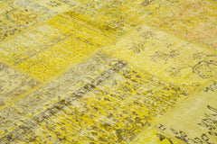 Kırk Yama Sarı Patchwork Pamuk Yün El Dokuma Halısı 260x305 Agacan