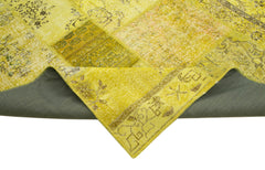 Kırk Yama Sarı Patchwork Pamuk Yün El Dokuma Halısı 260x305 Agacan