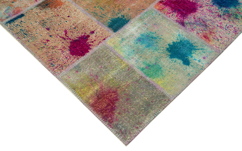 Kırk Yama Pembe Patchwork Pamuk Yün El Dokuma Halısı 252x348 Agacan