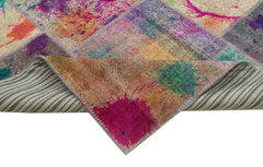 Kırk Yama Pembe Patchwork Pamuk Yün El Dokuma Halısı 252x348 Agacan