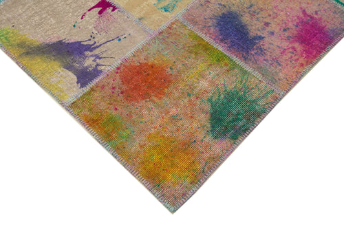 Kırk Yama Pembe Patchwork Pamuk Yün El Dokuma Halısı 248x352 Agacan