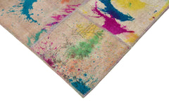 Kırk Yama Pembe Patchwork Pamuk Yün El Dokuma Halısı 252x353 Agacan