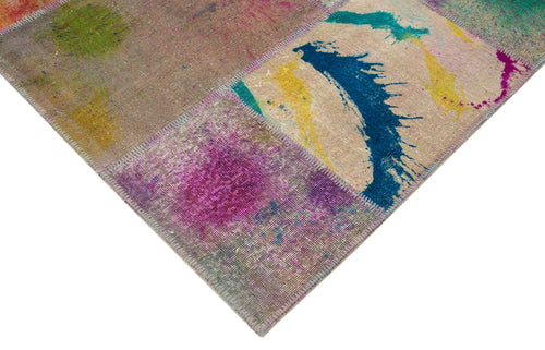 Kırk Yama Pembe Patchwork Pamuk Yün El Dokuma Halısı 252x350 Agacan