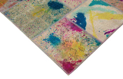 Kırk Yama Pembe Patchwork Pamuk Yün El Dokuma Halısı 252x353 Agacan