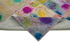 Kırk Yama Pembe Patchwork Pamuk Yün El Dokuma Halısı 252x353 Agacan