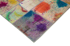 Kırk Yama Pembe Patchwork Pamuk Yün El Dokuma Halısı 247x307 Agacan