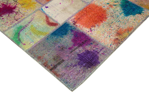 Kırk Yama Pembe Patchwork Pamuk Yün El Dokuma Halısı 247x307 Agacan