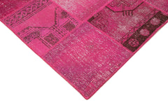 Kırk Yama Pembe Patchwork Pamuk Yün El Dokuma Halısı 250x302 Agacan