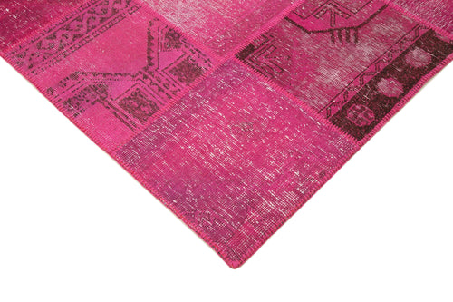 Kırk Yama Pembe Patchwork Pamuk Yün El Dokuma Halısı 250x302 Agacan