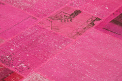 Kırk Yama Pembe Patchwork Pamuk Yün El Dokuma Halısı 250x302 Agacan