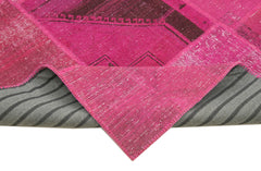 Kırk Yama Pembe Patchwork Pamuk Yün El Dokuma Halısı 250x302 Agacan