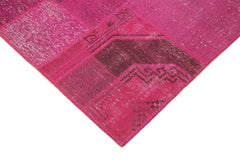 Kırk Yama Pembe Patchwork Pamuk Yün El Dokuma Halısı 242x300 Agacan