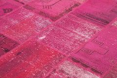 Kırk Yama Pembe Patchwork Pamuk Yün El Dokuma Halısı 242x300 Agacan
