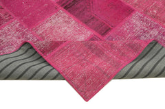 Kırk Yama Pembe Patchwork Pamuk Yün El Dokuma Halısı 242x300 Agacan