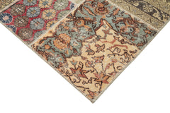 Kırk Yama Bej Patchwork Pamuk Yün El Dokuma Halısı 304x402 Agacan
