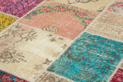 Kırk Yama Pembe Patchwork Pamuk Yün El Dokuma Halısı 250x350 Agacan