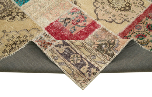 Kırk Yama Pembe Patchwork Pamuk Yün El Dokuma Halısı 250x350 Agacan