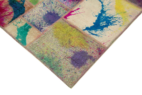 Kırk Yama Pembe Patchwork Pamuk Yün El Dokuma Halısı 246x292 Agacan