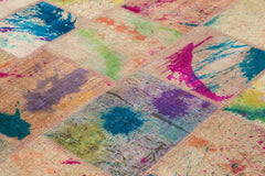Kırk Yama Pembe Patchwork Pamuk Yün El Dokuma Halısı 246x292 Agacan