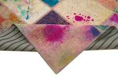 Kırk Yama Pembe Patchwork Pamuk Yün El Dokuma Halısı 246x292 Agacan