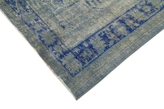 Overdyed Vintage Mavi Eskitme Pamuk Yün El Dokuma Halısı 226x332 Agacan