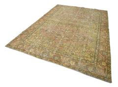 Overdyed Vintage Sarı Eskitme Pamuk Yün El Dokuma Halısı 206x310 Agacan