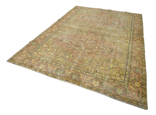 Overdyed Vintage Sarı Eskitme Pamuk Yün El Dokuma Halısı 206x310 Agacan