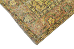Overdyed Vintage Sarı Eskitme Pamuk Yün El Dokuma Halısı 206x310 Agacan