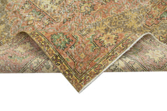 Overdyed Vintage Sarı Eskitme Pamuk Yün El Dokuma Halısı 206x310 Agacan