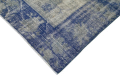 Overdyed Vintage Mavi Eskitme Pamuk Yün El Dokuma Halısı 232x337 Agacan