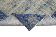 Overdyed Vintage Mavi Eskitme Pamuk Yün El Dokuma Halısı 232x337 Agacan