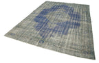 Overdyed Vintage Mavi Eskitme Pamuk Yün El Dokuma Halısı 220x300 Agacan