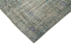 Overdyed Vintage Mavi Eskitme Pamuk Yün El Dokuma Halısı 220x300 Agacan