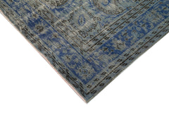 Overdyed Vintage Mavi Eskitme Pamuk Yün El Dokuma Halısı 225x310 Agacan