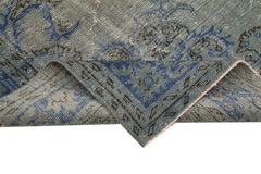 Overdyed Vintage Mavi Eskitme Pamuk Yün El Dokuma Halısı 225x310 Agacan