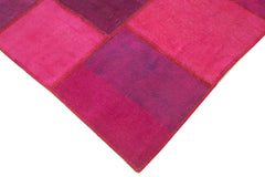 Kırk Yama Pembe Patchwork Pamuk Yün El Dokuma Halısı 254x350 Agacan
