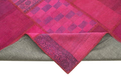 Kırk Yama Pembe Patchwork Pamuk Yün El Dokuma Halısı 254x350 Agacan