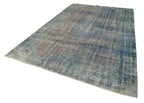 Overdyed Vintage Mavi Eskitme Pamuk Yün El Dokuma Halısı 215x317 Agacan