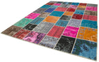 Kırk Yama Pembe Patchwork Pamuk Yün El Dokuma Halısı 278x366 Agacan