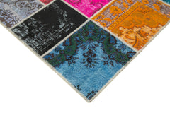 Kırk Yama Pembe Patchwork Pamuk Yün El Dokuma Halısı 278x366 Agacan