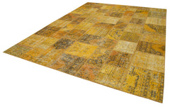 Kırk Yama Sarı Patchwork Pamuk Yün El Dokuma Halısı 300x403 Agacan