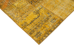 Kırk Yama Sarı Patchwork Pamuk Yün El Dokuma Halısı 300x403 Agacan