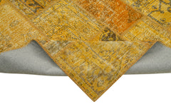Kırk Yama Sarı Patchwork Pamuk Yün El Dokuma Halısı 300x403 Agacan