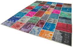Kırk Yama Pembe Patchwork Pamuk Yün El Dokuma Halısı 255x346 Agacan